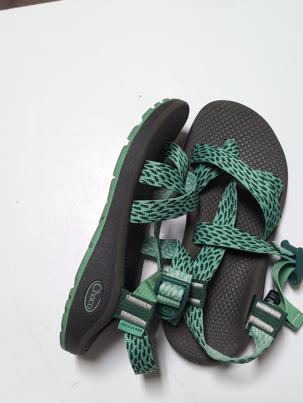 Chaco Women's Teal Green Patterned Strap Sandals